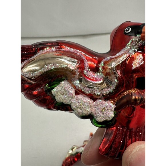 2 Old World Christmas 2006 Red  Cardinal Glass Ornaments Christmas Flying - Picture 14 of 15